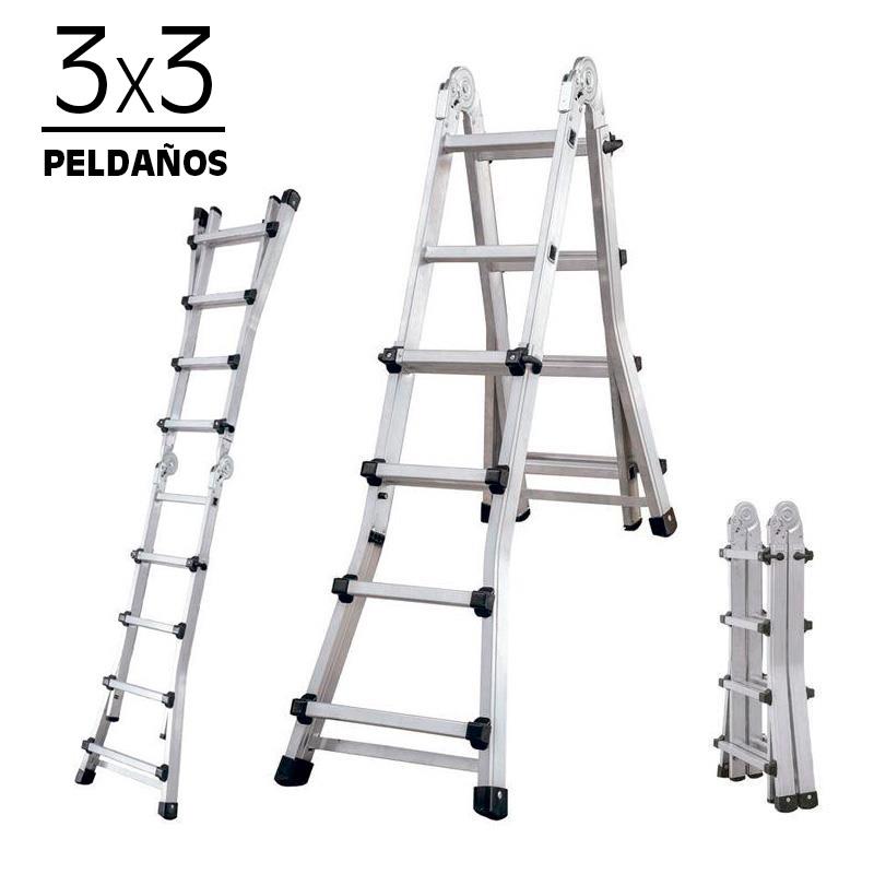 ESCALERA TELESCOPICA ALUMINIO 3X3 PELDAÑOS AIRMEC