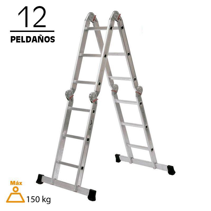 ESCALERA ALUMINIO MULTIPOSICION 6 POSICIONES 12 PELDAÑOS AIRMEC