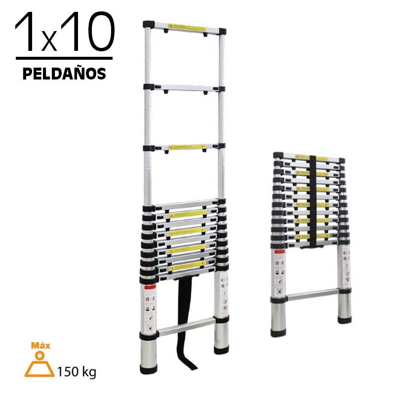 ESCALERA TELESCÓPICA ALUMINIO 1X10 PELDAÑOS AIRMEC