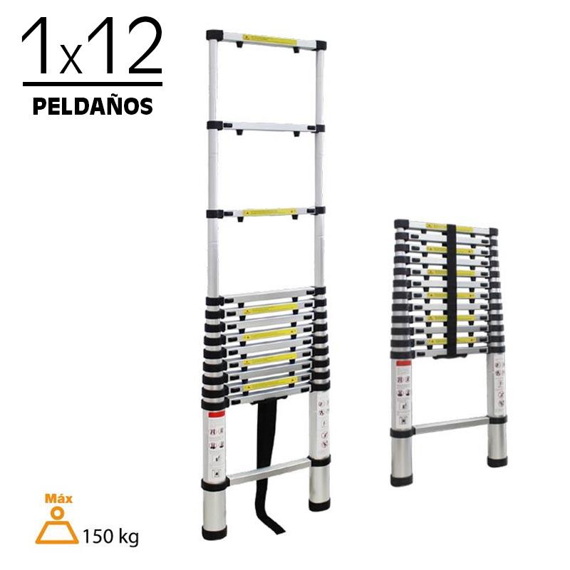 ESCALERA TELESCÓPICA ALUMINIO 1X12 PELDAÑOS AIRMEC