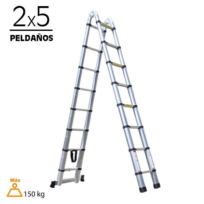 ESCALERA TELESCÓPICA ALUMINIO 2X5 PELDAÑOS AIRMEC