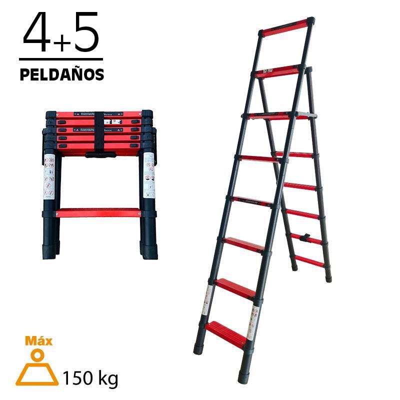 ESCALERA TELESCÓPICA DOS HOJAS ALUMINIO 4+5 AIRMEC