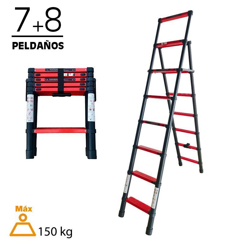 ESCALERA TELESCÓPICA DOS HOJAS ALUMINIO 7+8 AIRMEC