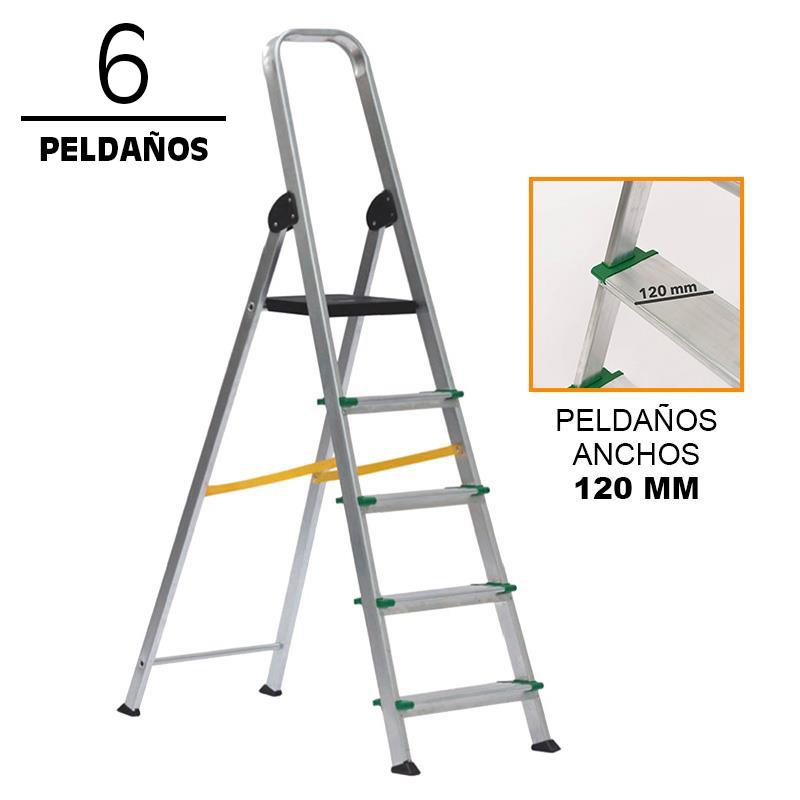 ESCALERA ALUMINIO REFORZADA 6 PELDAÑOS DE 120 MM AIRMEC