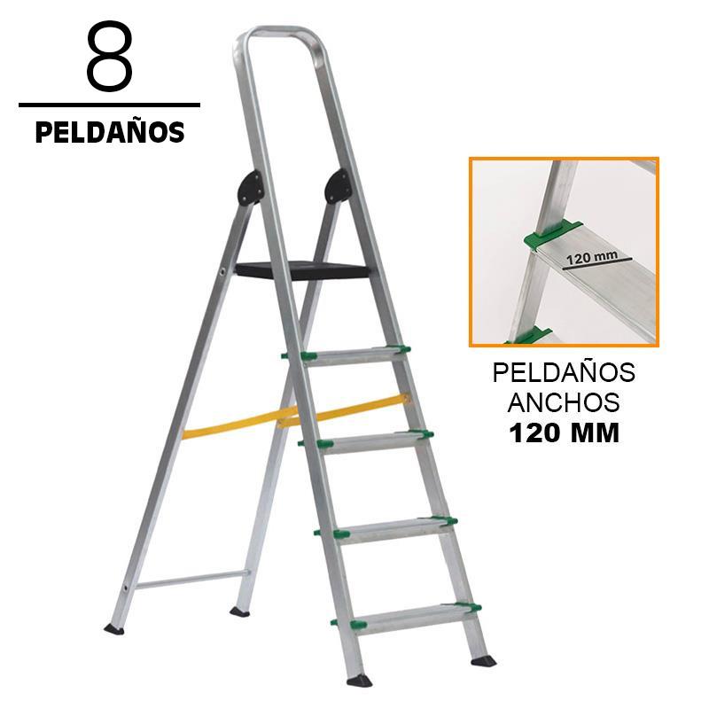 ESCALERA ALUMINIO REFORZADA 8 PELDAÑOS DE 120 MM AIRMEC