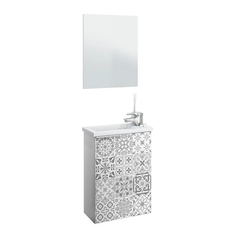 MUEBLE DE BAÑO COMPACT BL. BRILLO/ BALDOSA DARBY 58X40X22CM BENOTTI