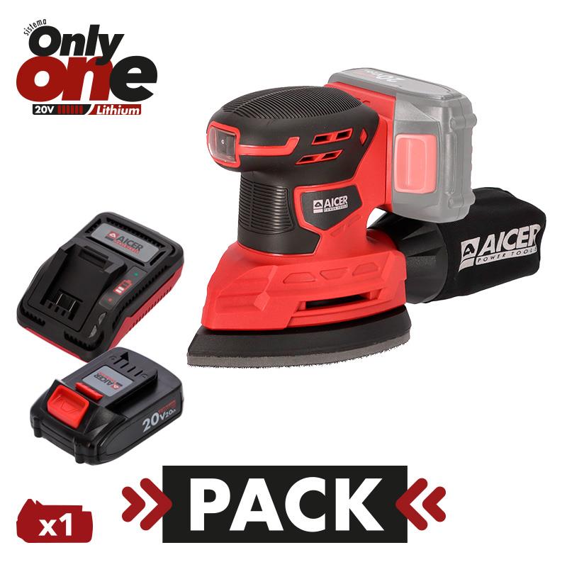 PACK LIJADORA DELTA 20V ONLYONE + CARGADOR + BATERIA 20V 2AH ONLYONE AICER