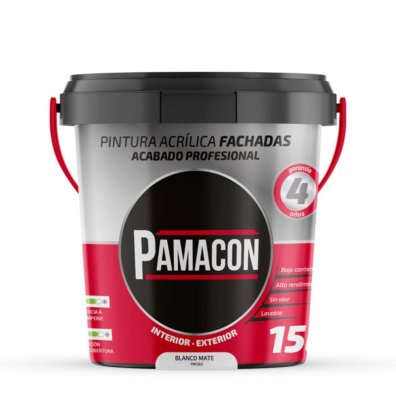 PINTURA ACRILICA PRO INTERIOR /EXTERIOR 15 LITROS BLANCO MATE PAMACON