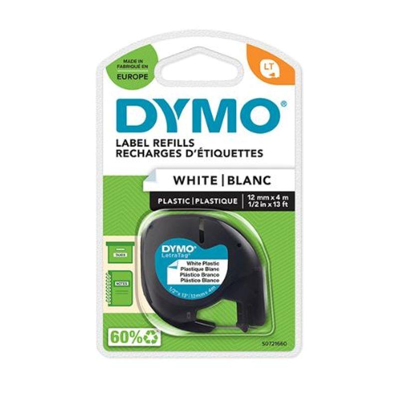 CINTA PARA ROTULADORA 91221 12MMX4M BLANCO Y NEGRO DYMO