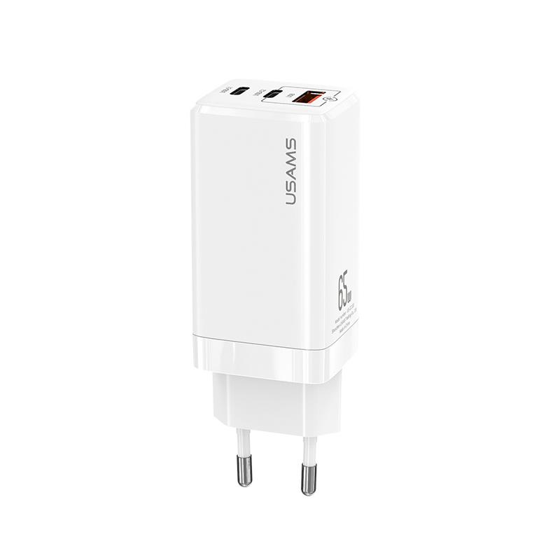 CARGADOR RAPIDO 65W 1XUSB 1XPD 1XPPS BLANCO USAMS