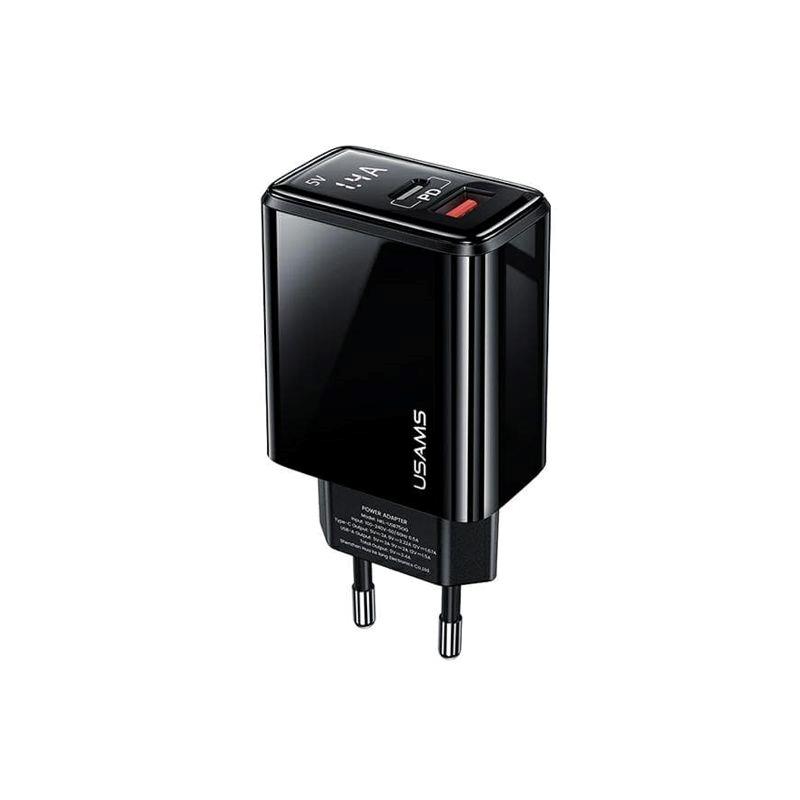 CARGADOR RÁPIDO 20W T40 CON PANTALLA DIGITAL NEGRO USAMS