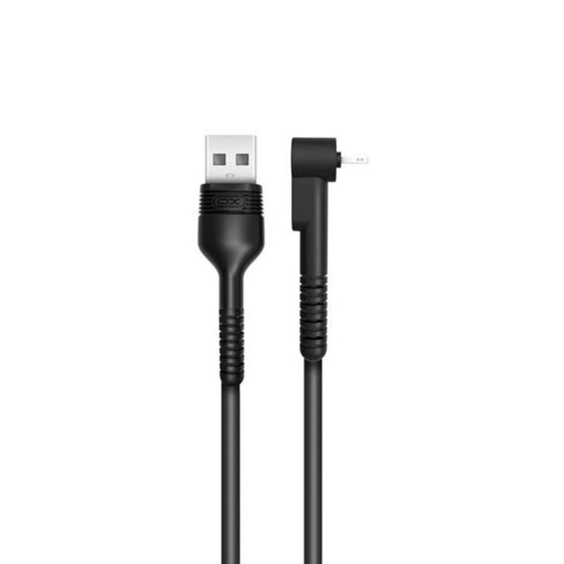 CABLE ANTI ROTURA ACODADO LIGHTNING A USB NEGRO 1 METRO XO