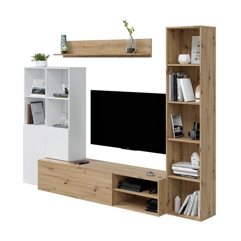 MUEBLE SALÓN TV 180x240x40CM R.NODI/ BL. ARTIK ARTIK/OXIDO  MOMI