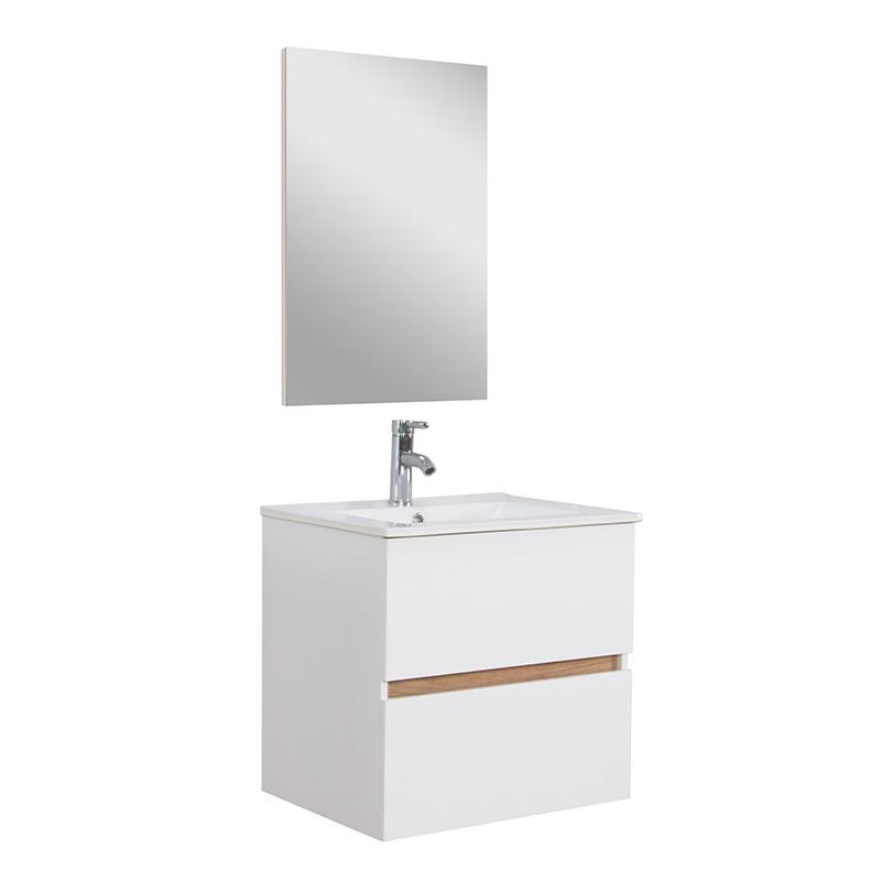 Mueble de baño con lavamanos + Columna Blanco Brillo (Incluye Lavabo y  Espejo)
