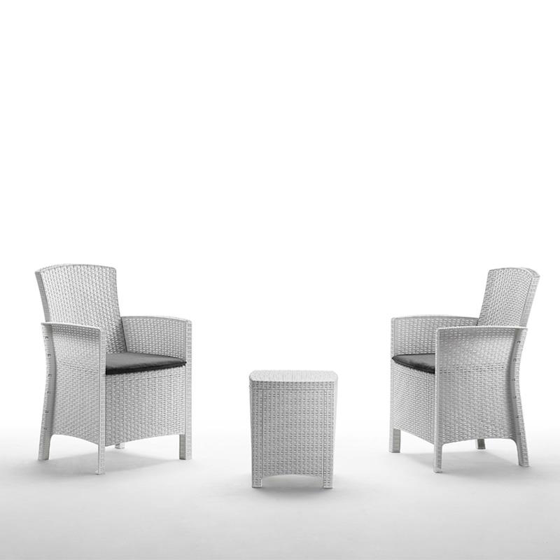 SET DE JARDIN 2 SILLONES + MESA SERIE LIDO TERRACE WHITE BICA