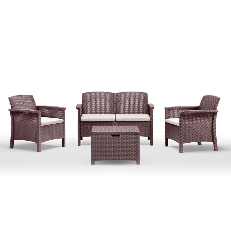 SET DE JARDIN 1 SOFA + 2 SILLONES + MESA SERIE VENEZIA BROWN BICA