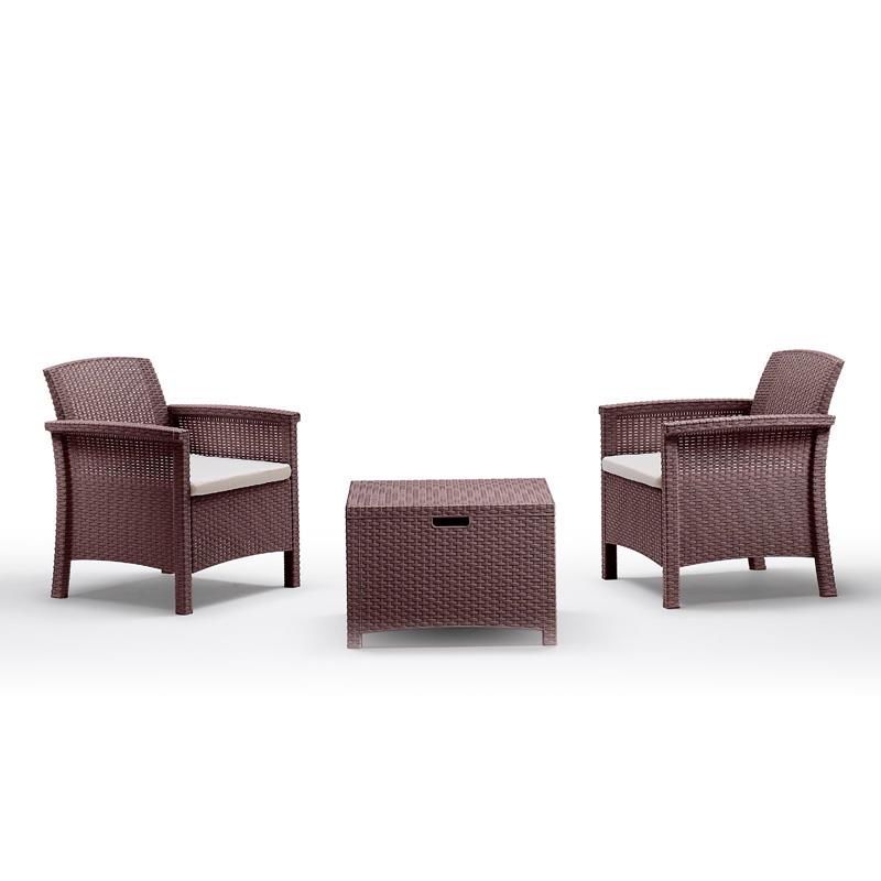 SET DE JARDIN 2 SILLONES + MESA SERIE VENEZIA TERRACE BROWN BICA