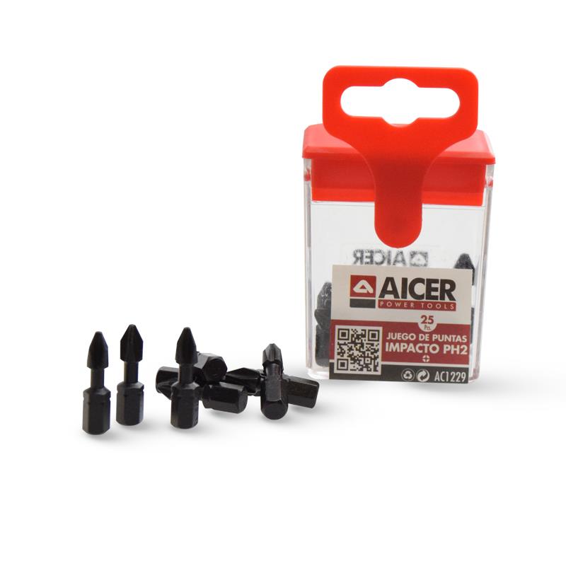 JUEGO PUNTAS IMPACTO PH2 25 PCS AICER