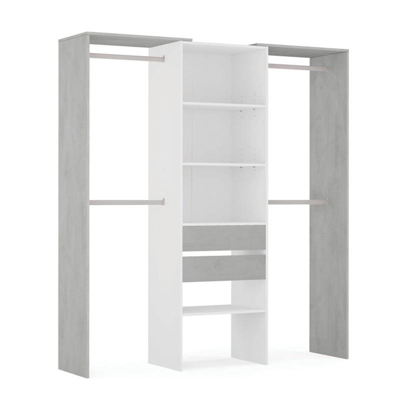 ARMARIO-VESTIDOR CON ESTANTERÍA 202X179X50CM BLANCO/CEMENTO MOMI