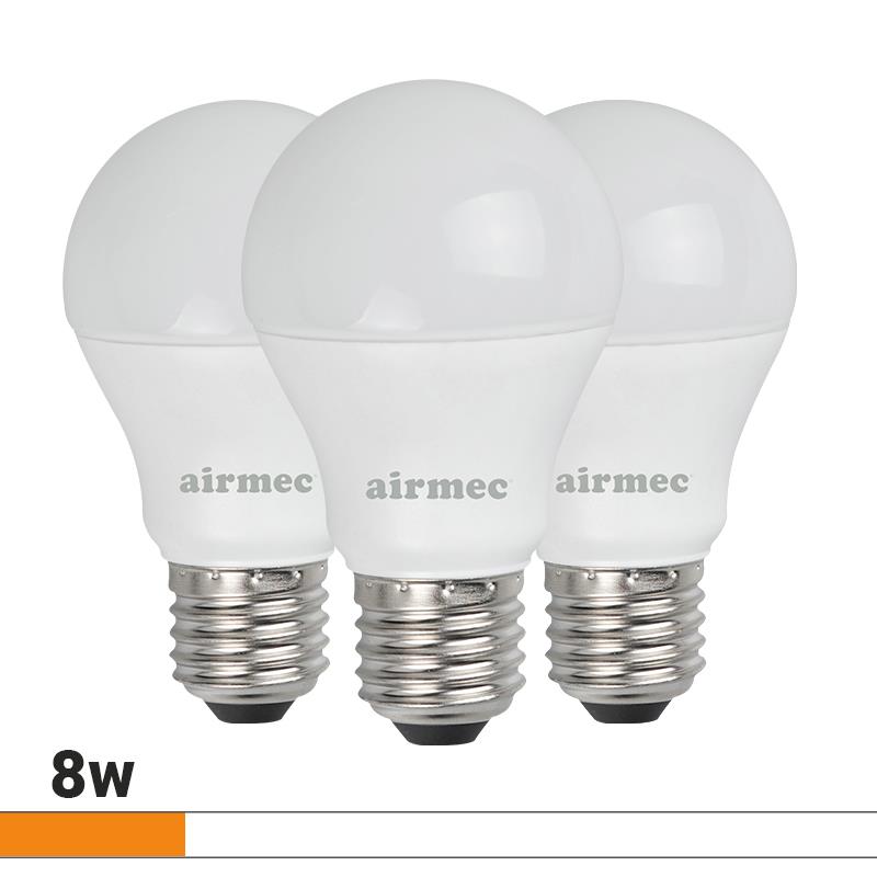 A60 8W LUZ BLANCA E27 PACK 3 BOMBILLAS LEDS AIRMEC