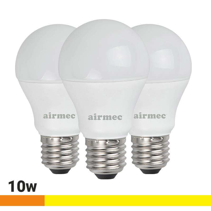 A60 10W LUZ CÁLIDA E27 PACK 3 BOMBILLAS LEDS AIRMEC