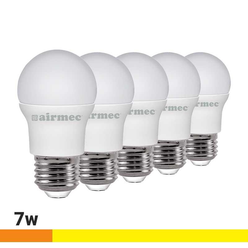 G45 7W LUZ CÁLIDA E27 PACK 5 BOMBILLAS LEDS AIRMEC