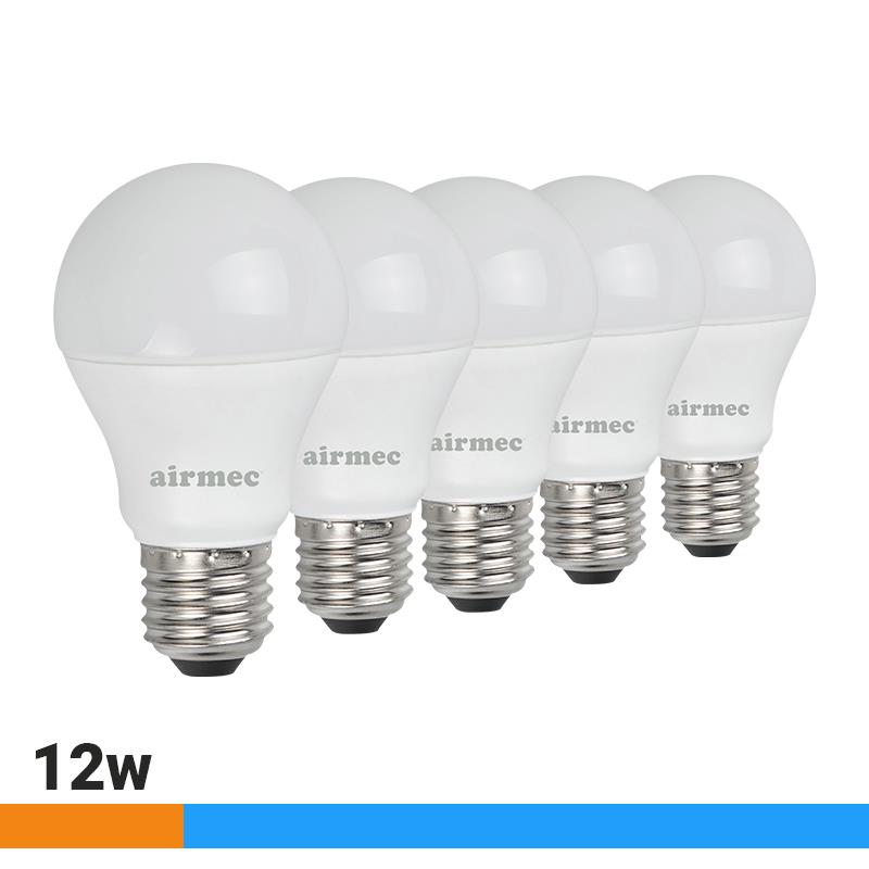 A60 12W LUZ FRÍA E27 PACK 5 BOMBILLAS LEDS AIRMEC