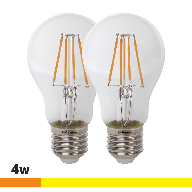 A60 FILAMENTO 4W LUZ CÁLIDA E27 PACK 2 BOMBILLAS LEDS AIRMEC