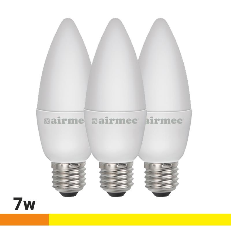 C37 7W LUZ CÁLIDA E27 PACK 3 BOMBILLAS LEDS AIRMEC